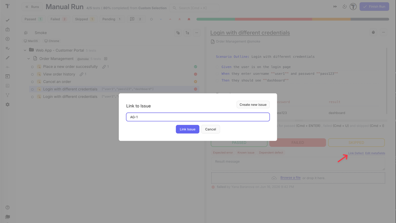 Link an existing issue