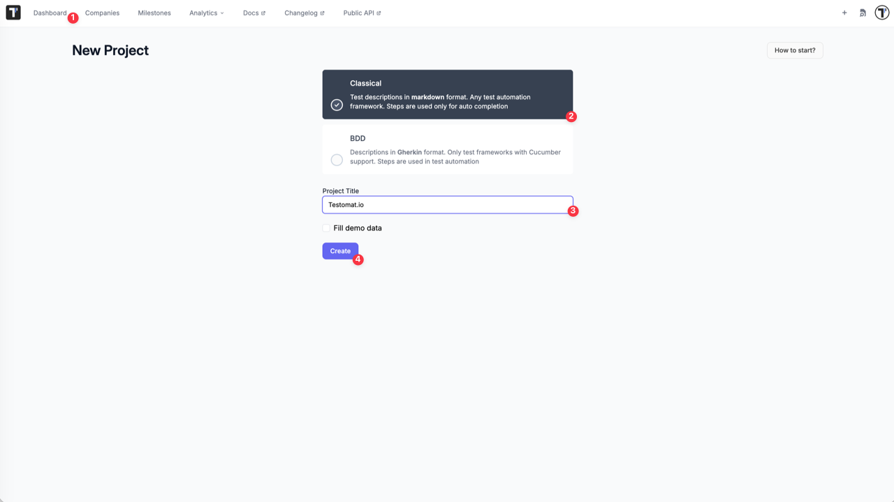 Create project flow