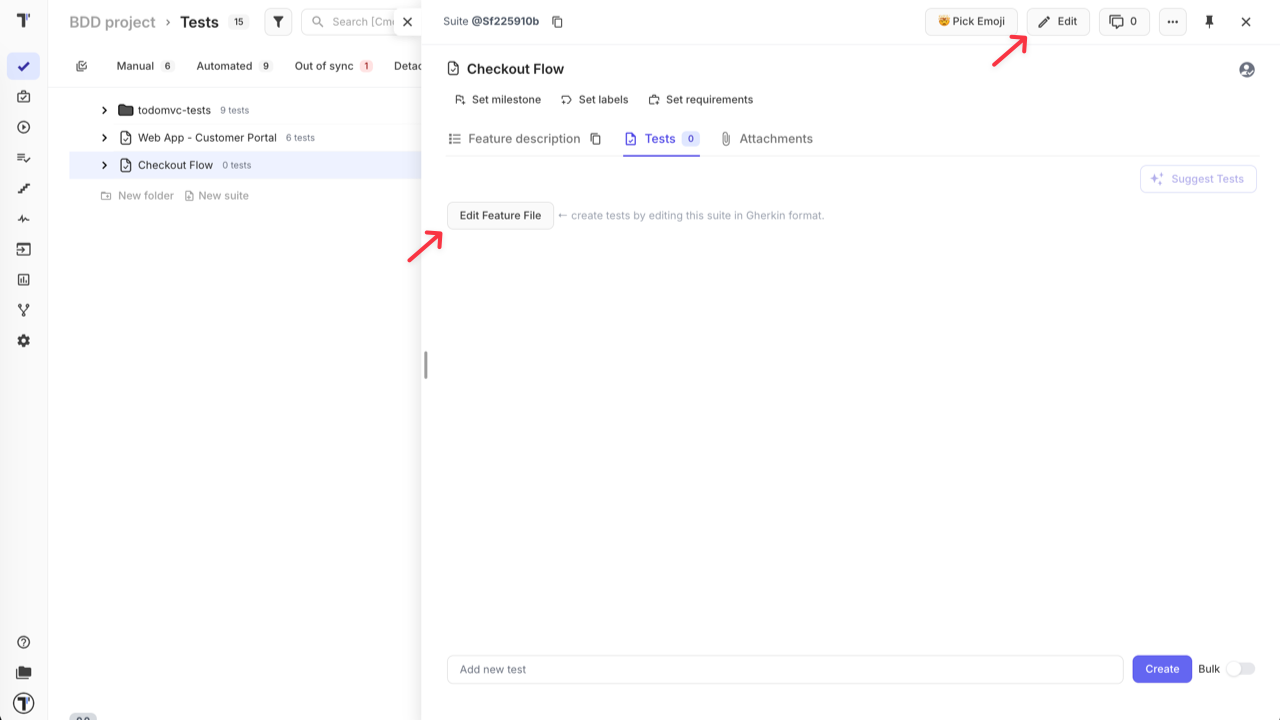 edit the feature file